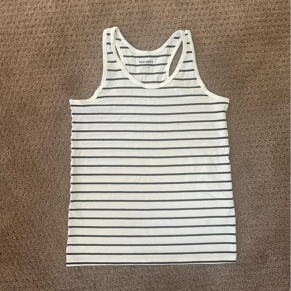 Old Navy Girls' Black and White Striped Tank Top
